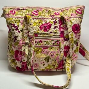 Vera Bradley Pink and Green Make Me Blush Floral Tote